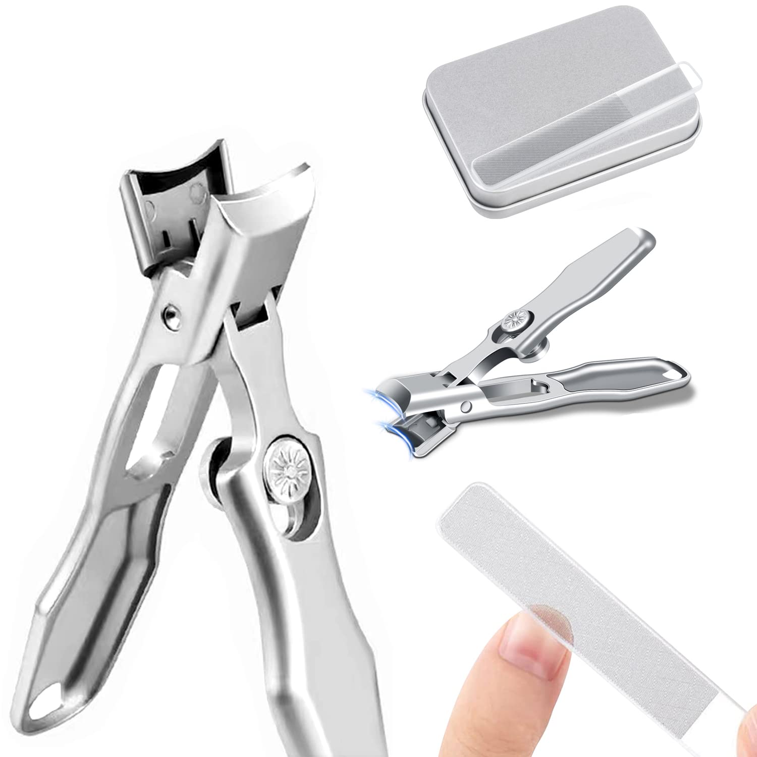 Cumuul Nail Clipper with Catcher, Nail Clippers,Nail Clippers for Seniors,  Cumuul Nail Clipper, Toe Nail Clipper (Set A-Black(with Packaging))
