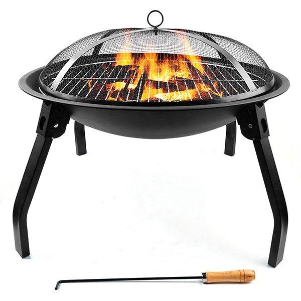 Fire Pits Outdoor BBQ Grill Bowl with Mesh Screen Cover