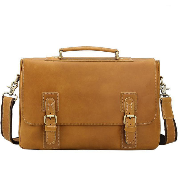 Woosir 14 Inches Genuine Leather Messenger Bag
