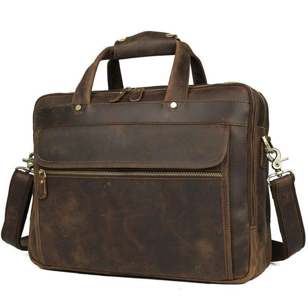 Woosir 15.6 Inches Vintage Leather Briefcase for Men