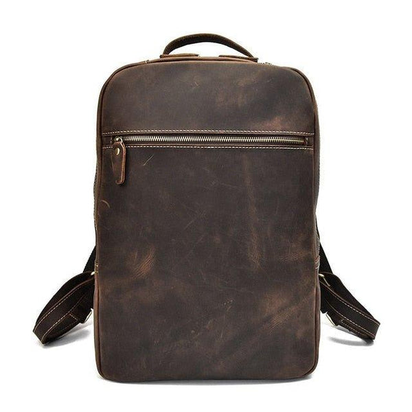 Woosir Brown Leather Backpack Vintage Laptop Rucksack