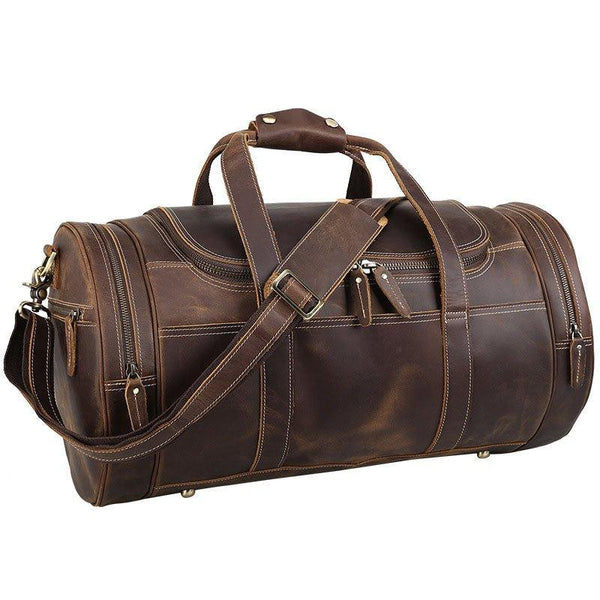Woosir Brown Leather Barrel Bag