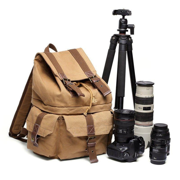 Military Style Canvas DSLR Camera Backpack