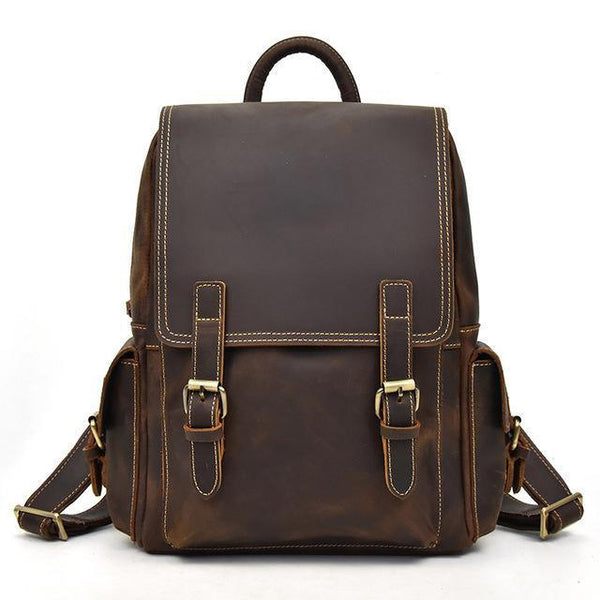Woosir Crazy Horse Leather Backpack Fit 14" Laptop