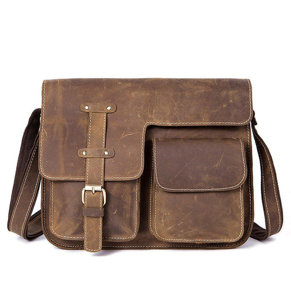 Vintage Messenger Bag Mens Italian Leather
