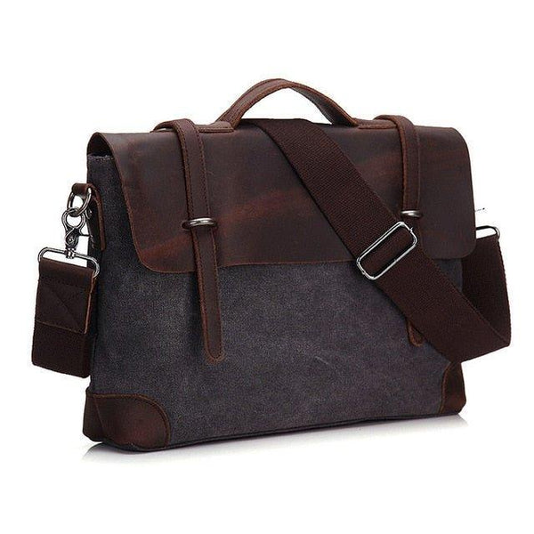 Laptop Messenger Bags Men Leather and Canvas