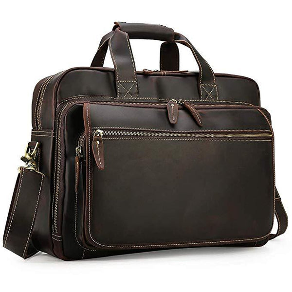 Woosir Leather Briefcase Attache Case Fit 17" Laptop