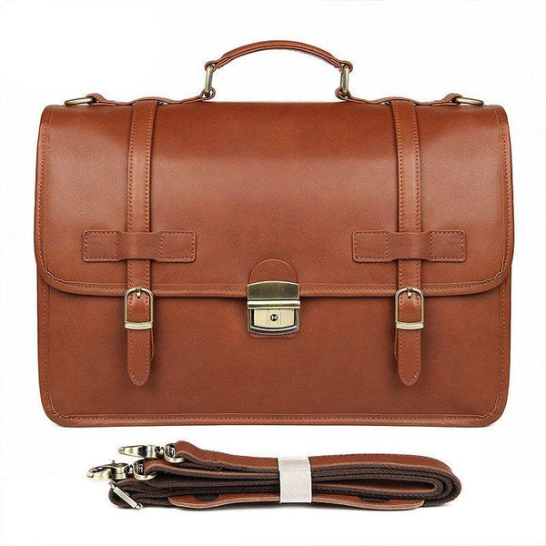 Woosir Mens Briefcase Bag Leather British Style