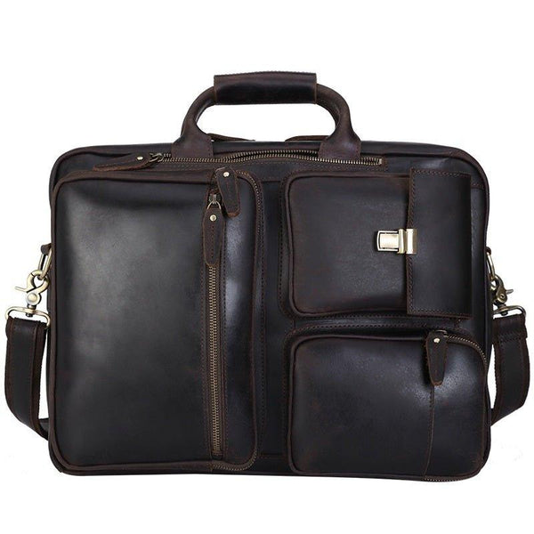 Woosir Mens Genuine Leather Briefcase Brown