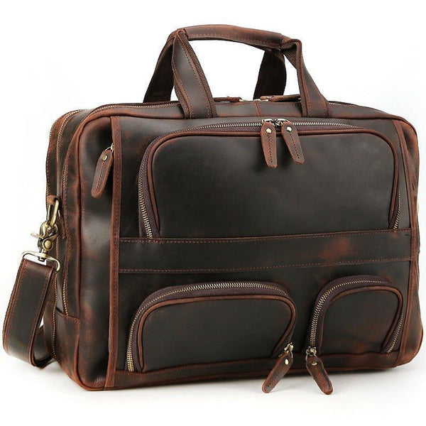 Woosir Mens Leather Briefcase Bag for 17 Inch Laptop