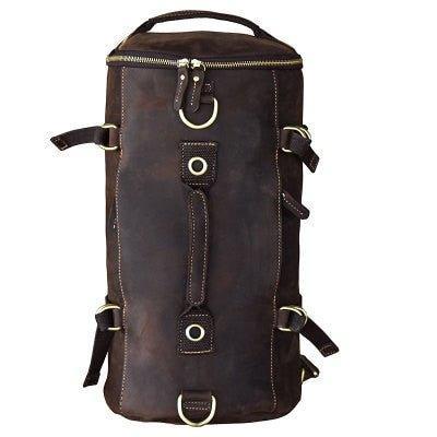 Woosir Mens Vintage Genuine Leather Cylindrical Backpack