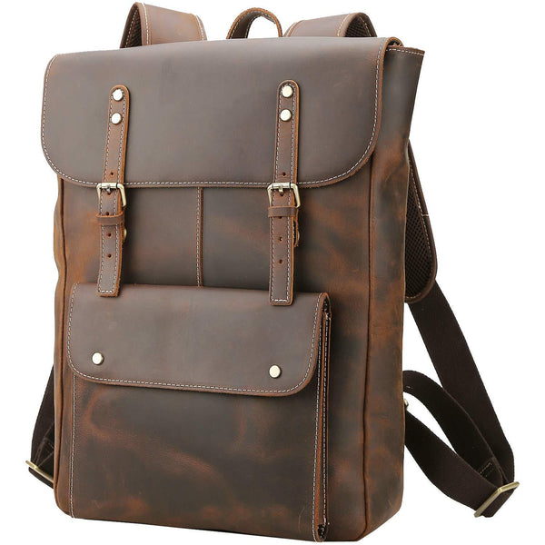 Woosir Vintage Genuine Leather College Backpack Travel