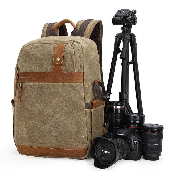 Woosir Waterproof Canvas Backpack with Camera Compartment