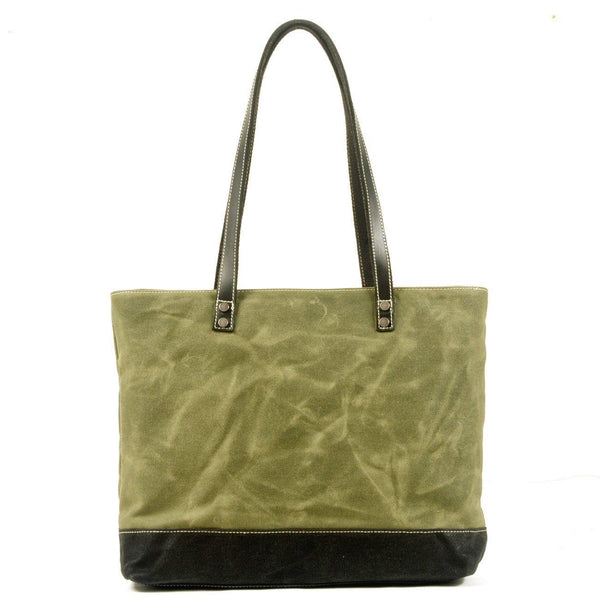 Woosir Waxed Canvas Leather Tote Bags
