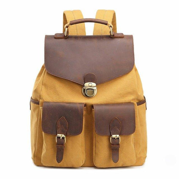 Women Canvas Leather Backpack 14 Inches