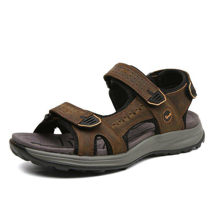 SURSELL Men Comfy Cowhide Leather Opened Toe Hook Loop Outdoor Sport Sandals - JustCuban