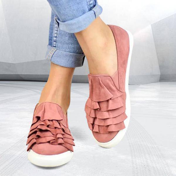 Sursell Fashion Ruffle Side Flat Shoes - JustCuban