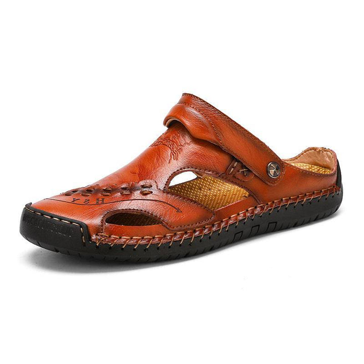 Sursell Men's Casual Breathable Handmade Leather Sandals - JustCuban