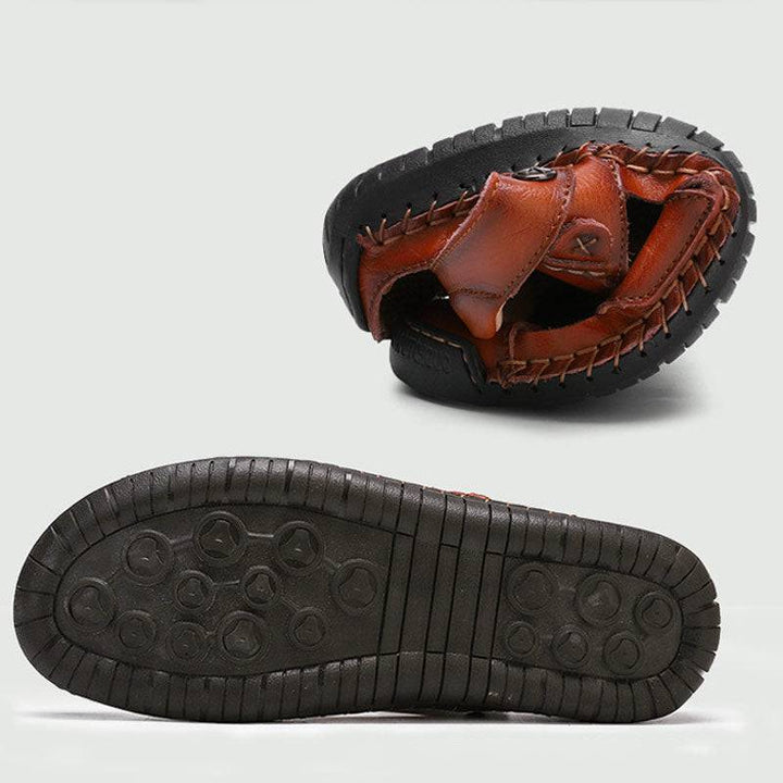 Sursell Men's Casual Breathable Handmade Leather Sandals - JustCuban