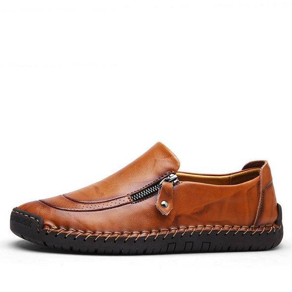 Sursell Men Hand Stitching Zipper Slip-ons Leather Shoes - JustCuban