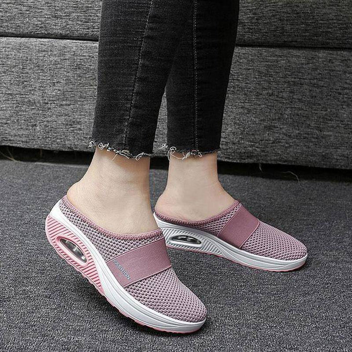 Sursell Women Daily Fly Knit Fabric Summer Air Cushion Mule Slippers - JustCuban