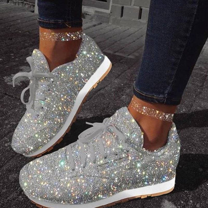 Women Sparkle Lace-up Sneakers - JustCuban