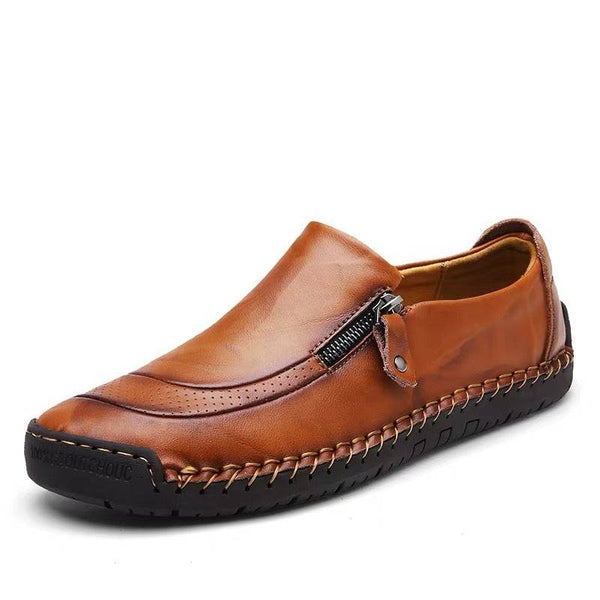 Sursell Men Hand Stitching Zipper Slip-ons Leather Shoes - JustCuban