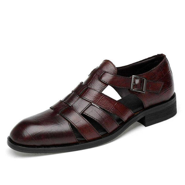 SURSELL Men's Business Casual Sandals Ankle Strap Flats Soft Leather Shoes - JustCuban