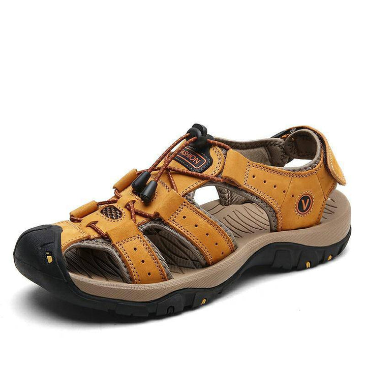 SURSELL Men's Outdoor Leather Toe Cap Sandals - JustCuban
